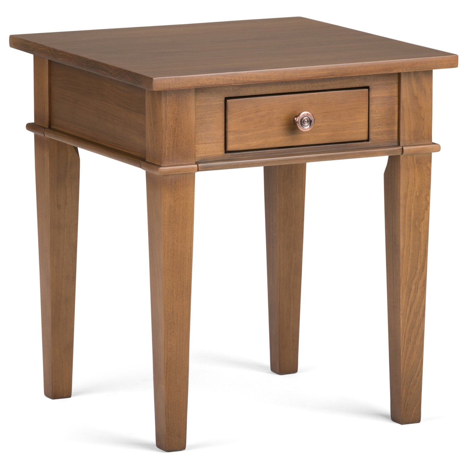 Carlton Medium Saddle Brown Solid Wood End Table with Storage