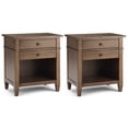 thumbnail image 1 of Simpli Home Carlton 24 inch Solid Wood Transitional Bedside Table in Rustic Natural Aged Brown (Set of 2), 1 of 6