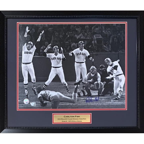 Carlton Fisk Autographed Boston Red Sox 1975 World Series Game 6 Home Run Signed 16x20 Framed Baseball Photo Fanatics Authentic COA