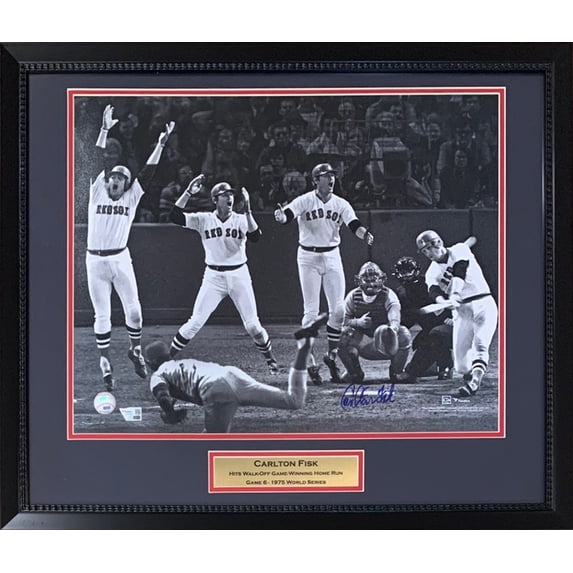 Carlton Fisk Autographed Boston Red Sox 1975 World Series Game 6 Home Run Signed 16x20 Framed Baseball Photo Fanatics Authentic COA