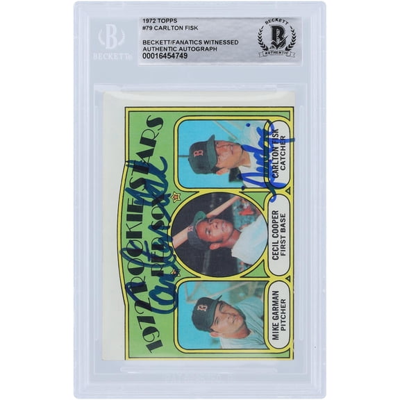 Carlton Fisk Boston Red Sox Autographed 1972 Topps #79 Beckett Fanatics Witnessed Authenticated Rookie Card with "Pudge" Inscription - Fanatics Authentic Certified