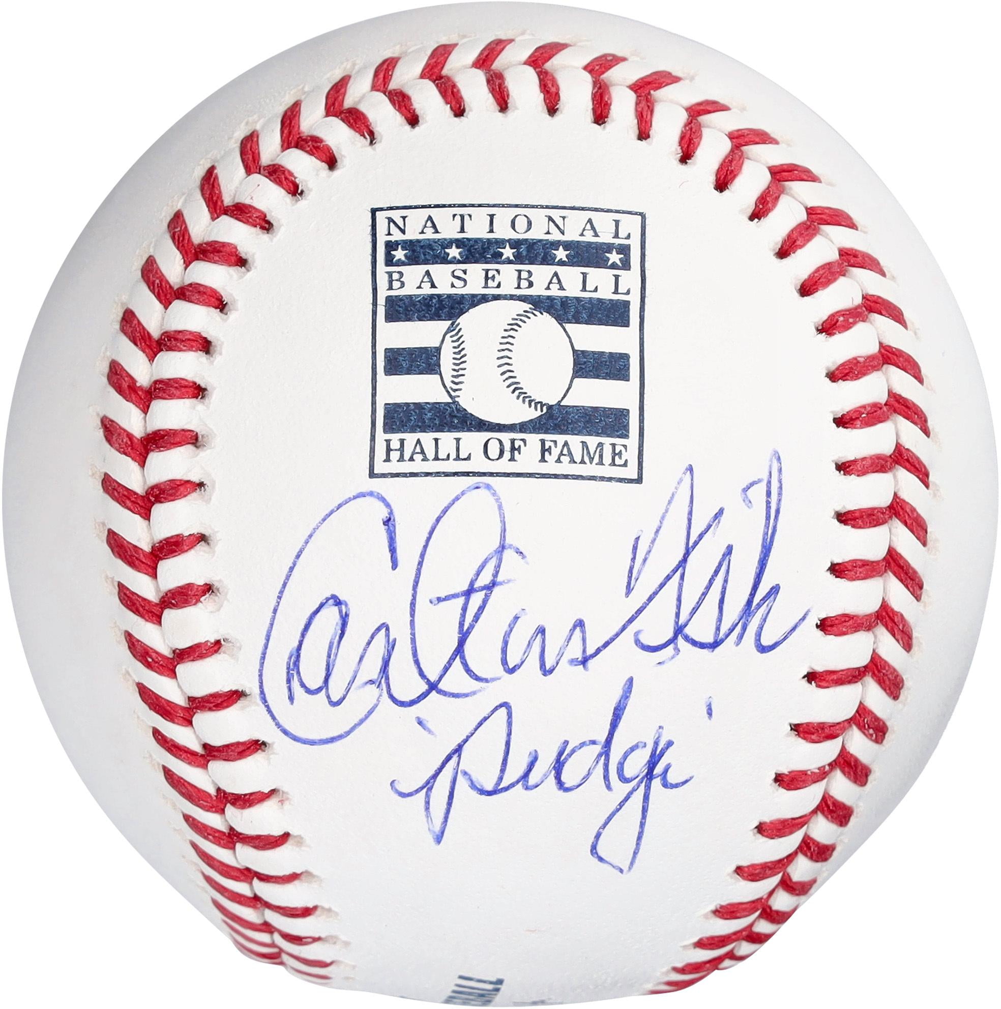 Carlton Fisk Boston Red Sox Autographed Hall of Fame Logo Baseball with "Pudge" Inscription - Fanatics Authentic Certified
