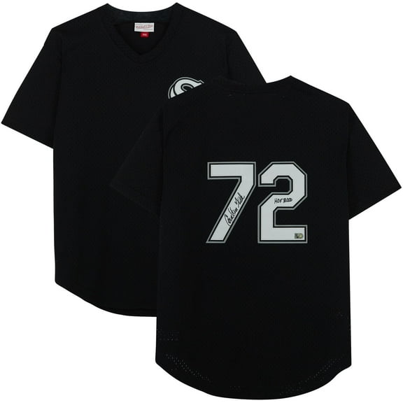 Carlton Fisk Chicago White Sox Autographed Black Mitchell & Ness Authentic Batting Practice Jersey with "HOF 2000" Inscription - Fanatics Authentic Certified