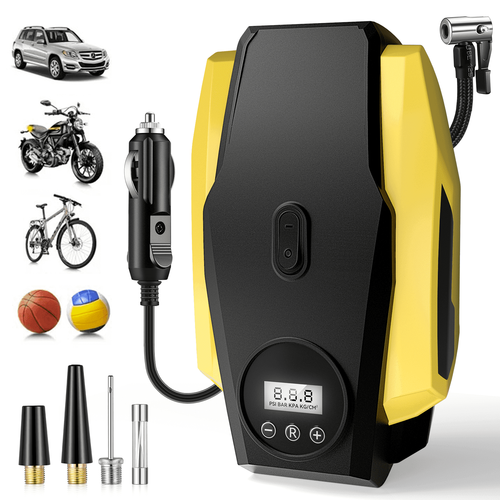 Carluck Portable Tire Inflator, 150 PSI Cordless Air Compressor for Car Tires, Fast Inflation, Auto Shut-Off, LED Light