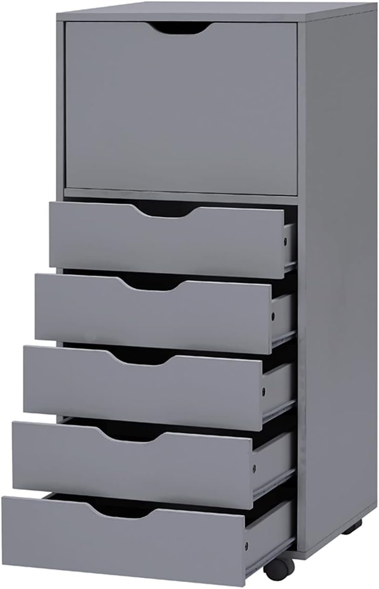 Carly 6Drawer Office Storage File Wheels, Mobile Under Desk Filing Drawer Unit, Craft