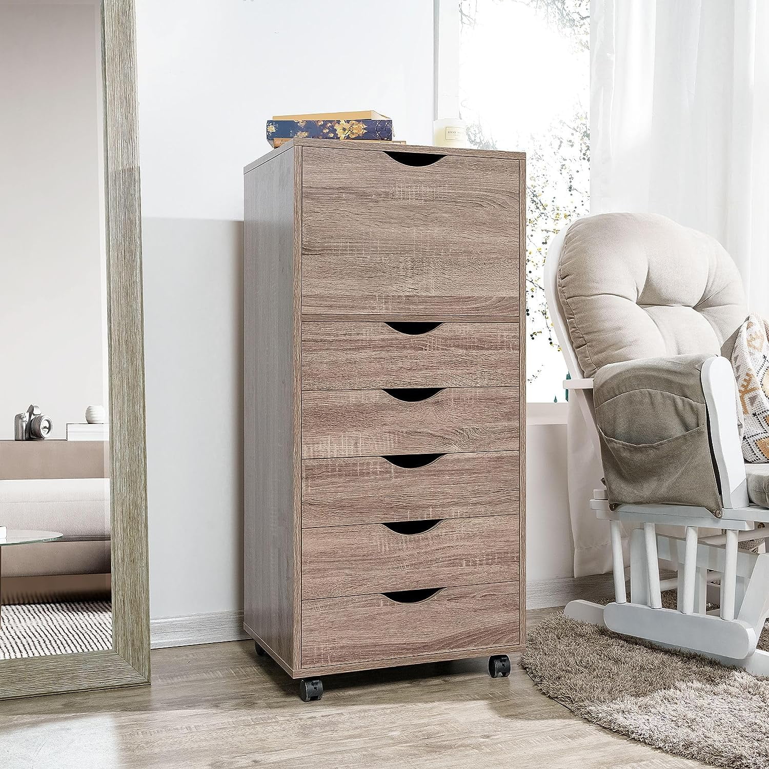 Carly 6Drawer Office Storage File Wheels, Mobile Under Desk Filing Drawer Unit, Craft