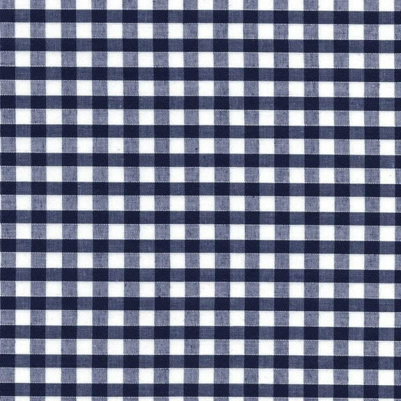 Carly Navy Blue Mini Checkered Gingham Poly Cotton Fabric by The Yard - 10114