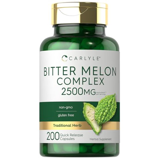 Carlyle Bitter Melon Capsules 2500 mg 200 Count NonGMO & Gluten
