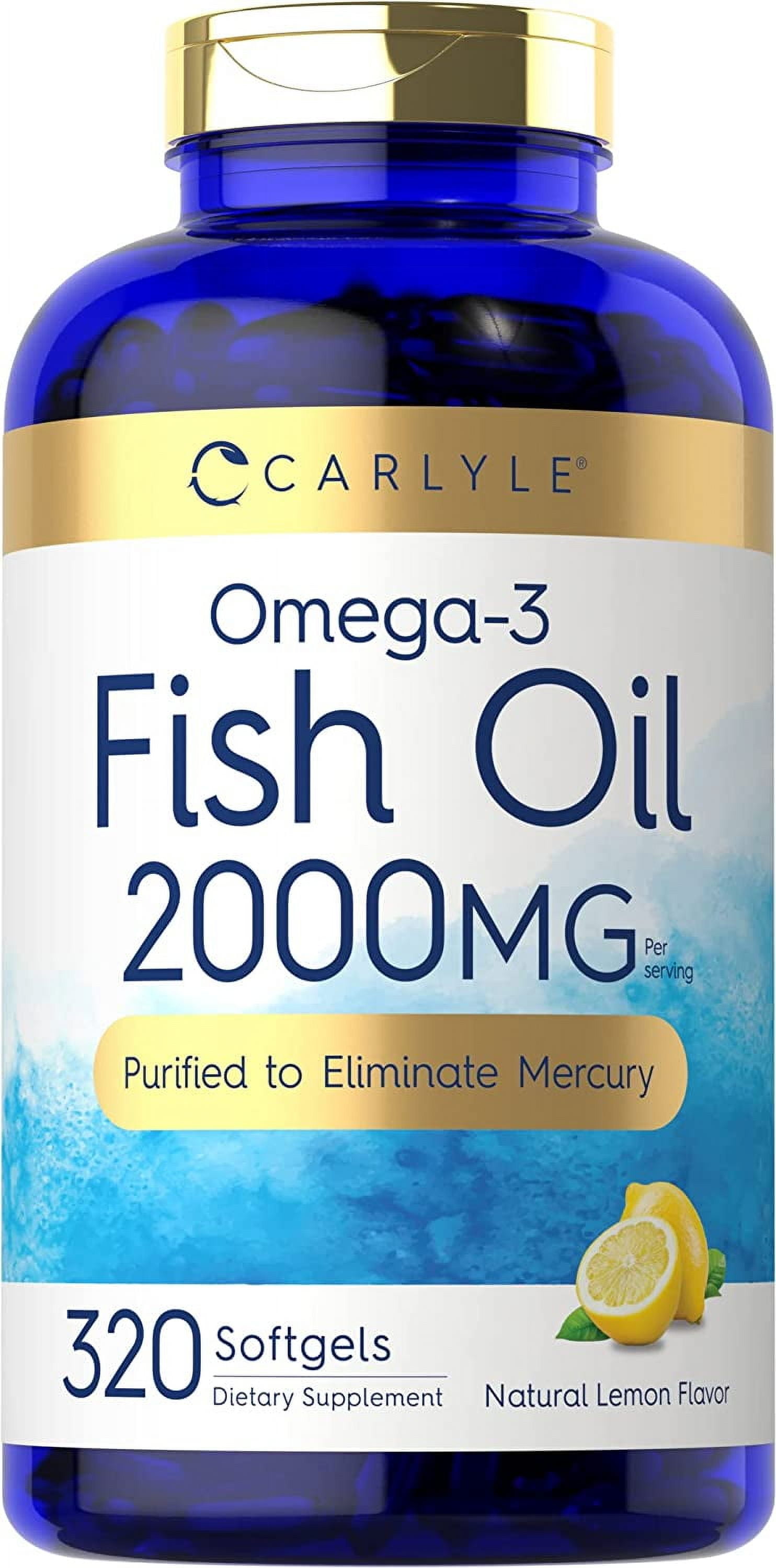 Fish Oil 2000mg | 320 Softgels | 600mg Total Omega 3 | Non-GMO & Gluten Free | by Carlyle