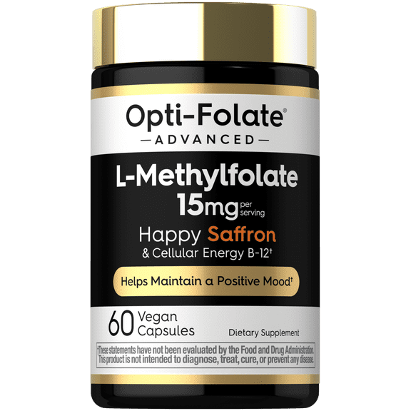 Carlyle L Methylfolate 15mg | 60 Capsules | with Methyl B12 & Saffron | by Opti-Folate
