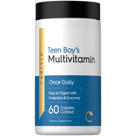 Teen Multivitamin for Boys | 60 Caplets | Once Daily with Iron | by Carlyle