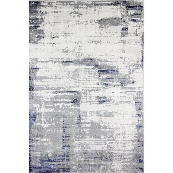 Carlyle Transitional Polypropylene & Polyester Power Loom Rectangle Area Rug - Ivory & Blue - 5 ft. x 7 ft. 6 in.