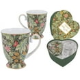 thumbnail image 1 of Carmani 12oz Tea & Coffee Mug Set of 2, William Morris Fancy Decorative Cups, finest Porcelain Coffee Mug, Packed in a Heart Shaped Box, Ready-to-Gift Cups Set of 2, 1 of 2