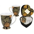 thumbnail image 1 of Carmani 12oz Tea & Coffee Mug Set of 2, William Morris Fancy Decorative Cups, finest Porcelain Coffee Mug,Packed in a Heart Shaped Box, Ready-to-Gift Cups Set of 2, 1 of 2