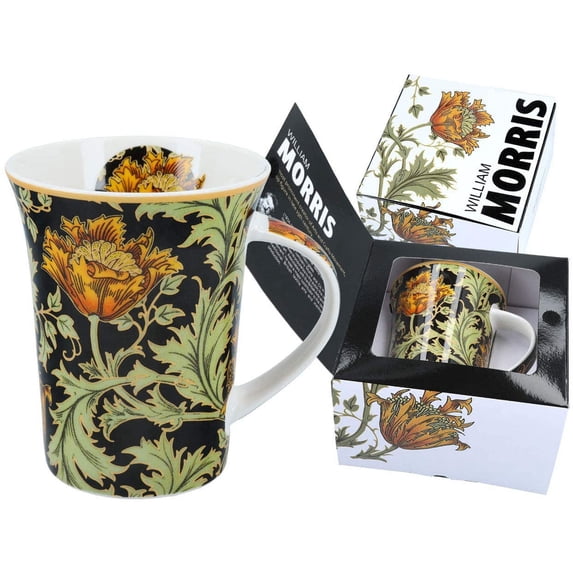 Carmani 12oz Tea & Coffee Mug, William Morris Fancy Decorative Cup, Fine Quality Porcelain Coffee Mug, Individually Packed, Ready-to-Gift Cup EA