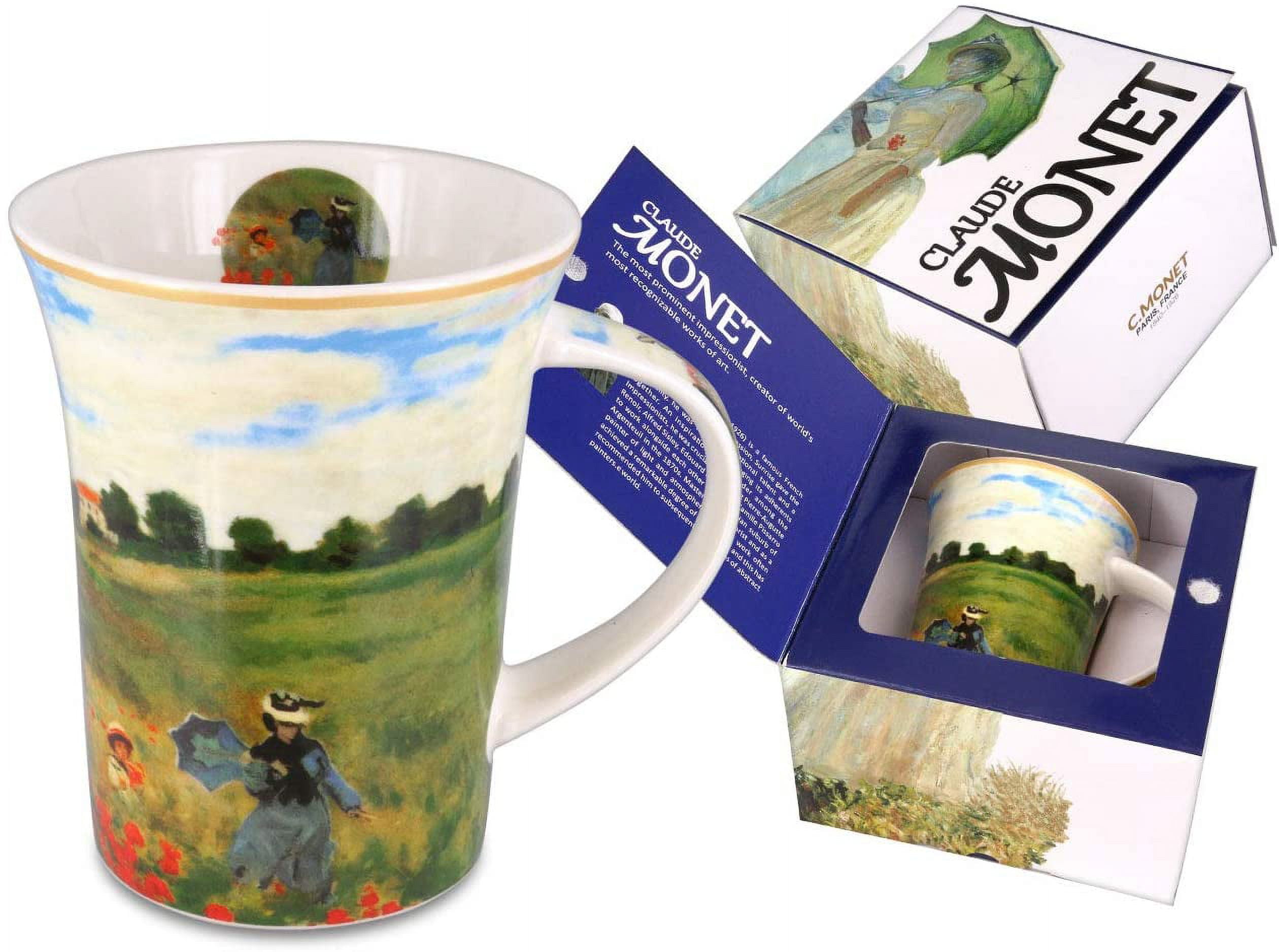 Carmani Fancy Porcelain Mug Illustrated with Monet Poppy Field Big Tea Mug, Tea & Coffee Mug Souvenir for Friend or Coworker, Coffee Mug Souvenir, Individually Packed, Ready Gift for Christmas EA