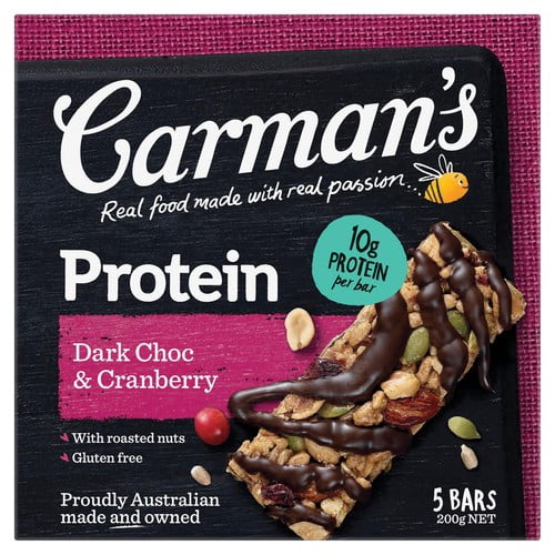 Carmans Kitchen Dark Choc Cranberry Protein Bar 5 x 40g, British Import (Pack of 3)