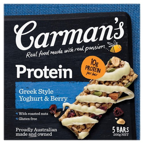 Carmans Kitchen Greek Yoghurt & Berry Protein Bar 5 x 40g, British Import (Pack of 3)