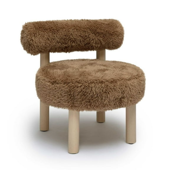 Carmel Dark Taupe Vegan Shearling Accent Chair