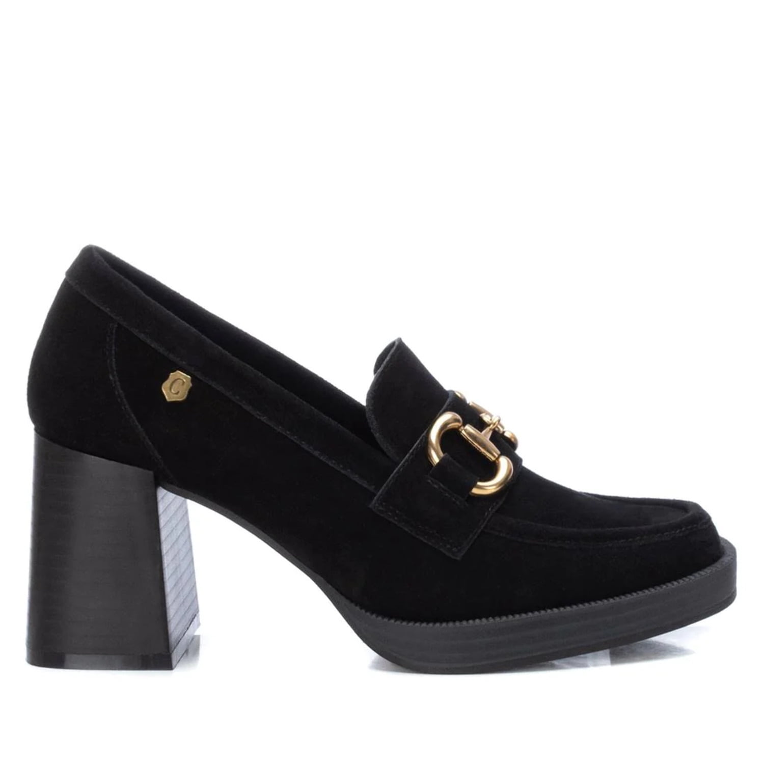 suede heeled loafers
