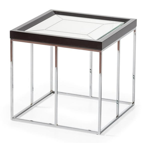 Carmela End Table - Glossy Charcoal Sand