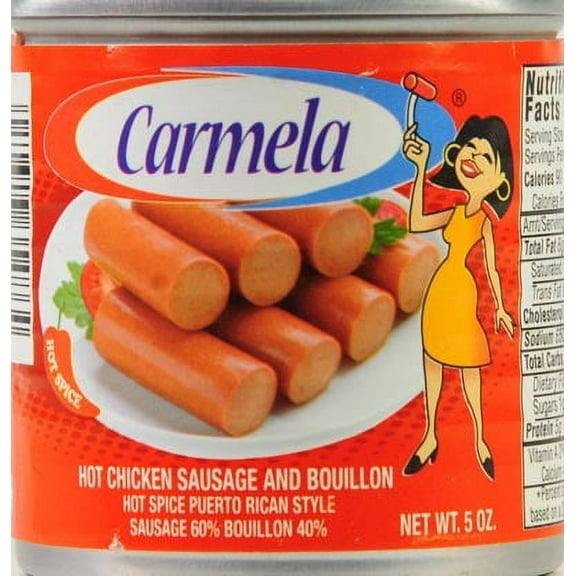 Carmela Hot Chicken Sausage and Bouillion, 5 oz Can