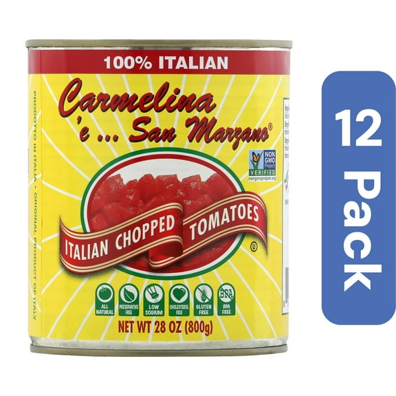Carmelina San Marzano Chopped Italian Tomatoes In Puree 28 oz (Pack Of 12)