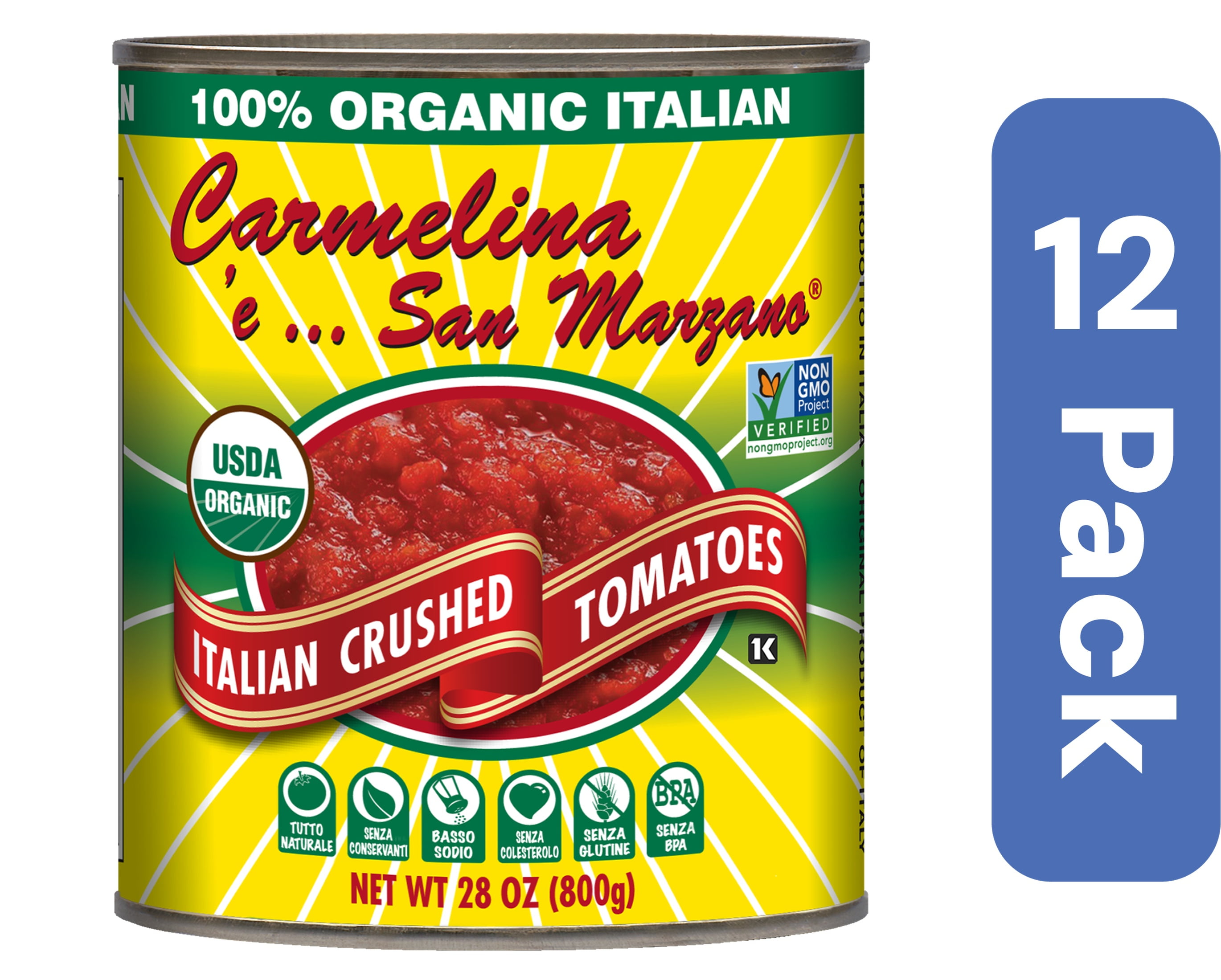 Carmelina & San Marzano Crushed Tomatoes Puree 28 oz (Pack Of 12)