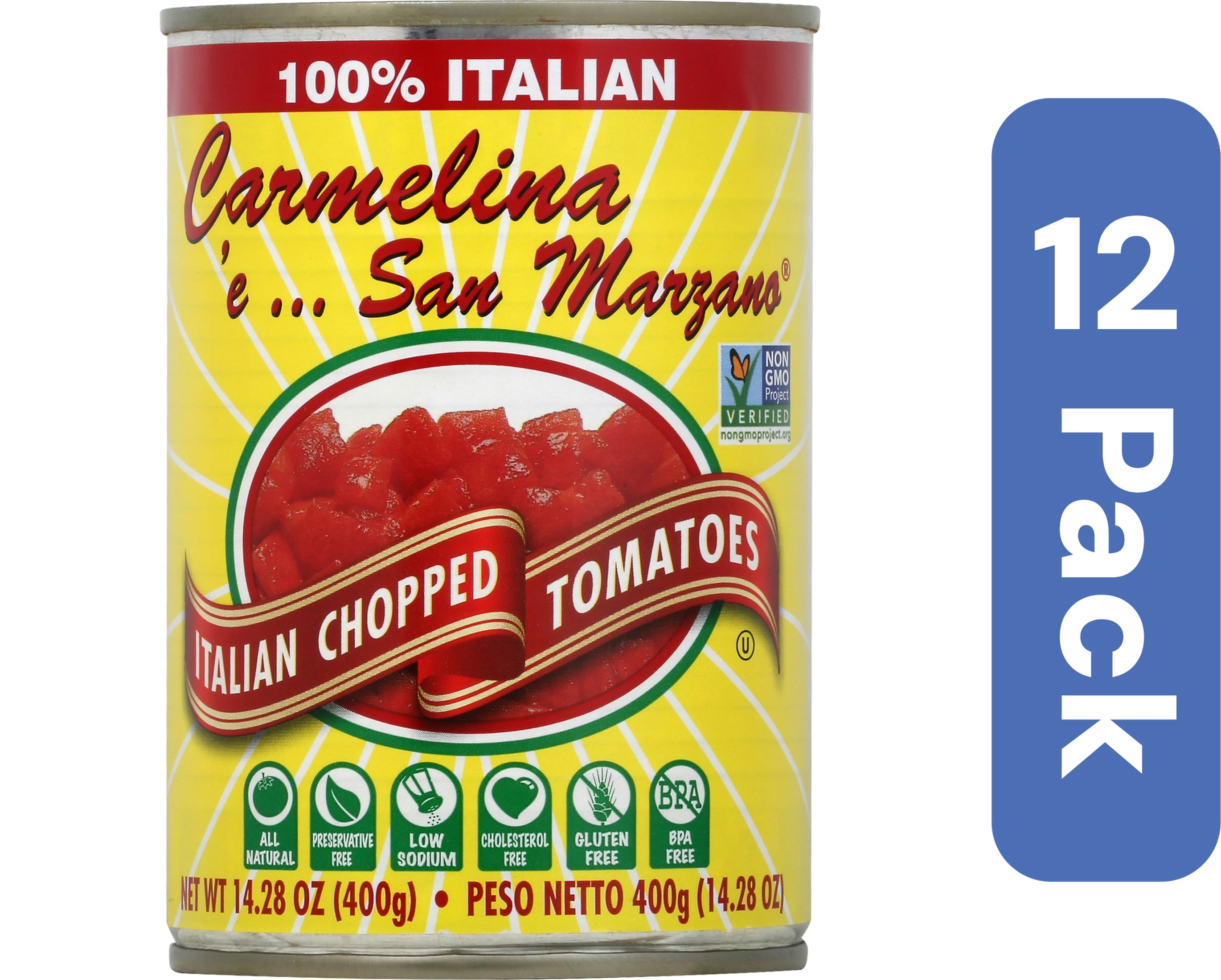 Carmelina & San Marzano Italian Tomato Chopped Puree 14.28 oz (Pack Of 12)