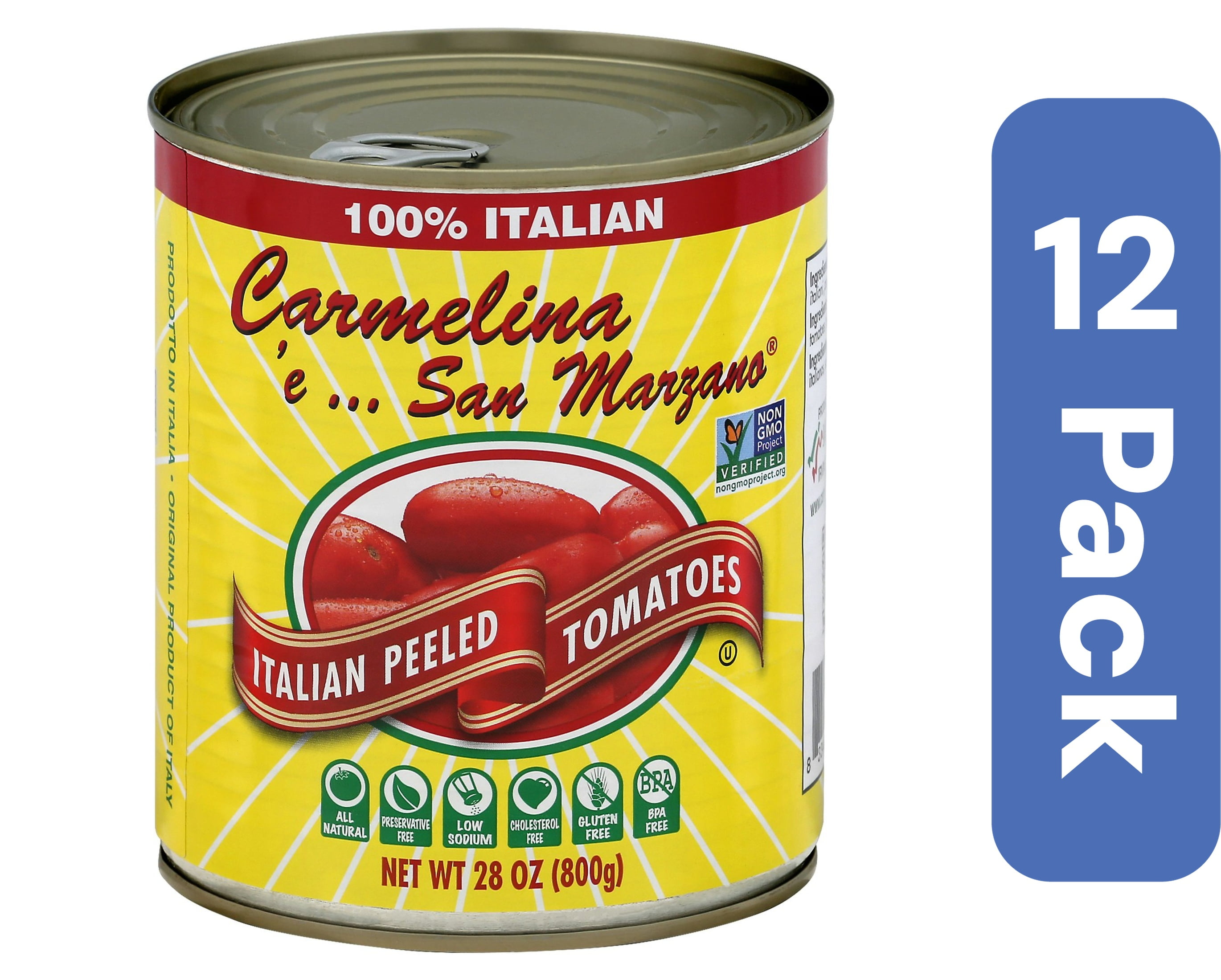 Carmelina San Marzano Whole Italian Tomatoes In Puree 28 oz (Pack Of 12)