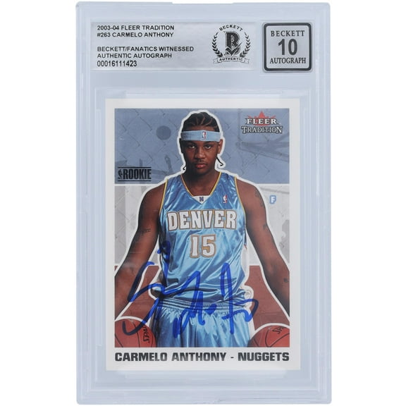 Carmelo Anthony Denver Nuggets Autographed 2003-04 Fleer Tradition #263 Beckett Fanatics Witnessed Authenticated 10 Rookie Card - Fanatics Authentic Certified