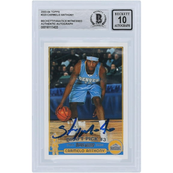 Carmelo Anthony Denver Nuggets Autographed 2003-04 Topps Silver Variation #223 Beckett Fanatics Witnessed Authenticated 10 Rookie Card - Fanatics Authentic Certified