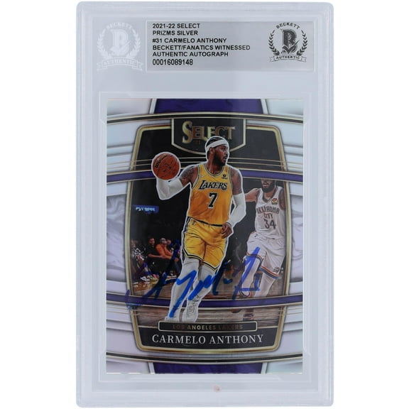 Carmelo Anthony Los Angeles Lakers Autographed 2021-22 Panini Select Prizm Silver #31 Beckett Fanatics Witnessed Authenticated Card - Fanatics Authentic Certified