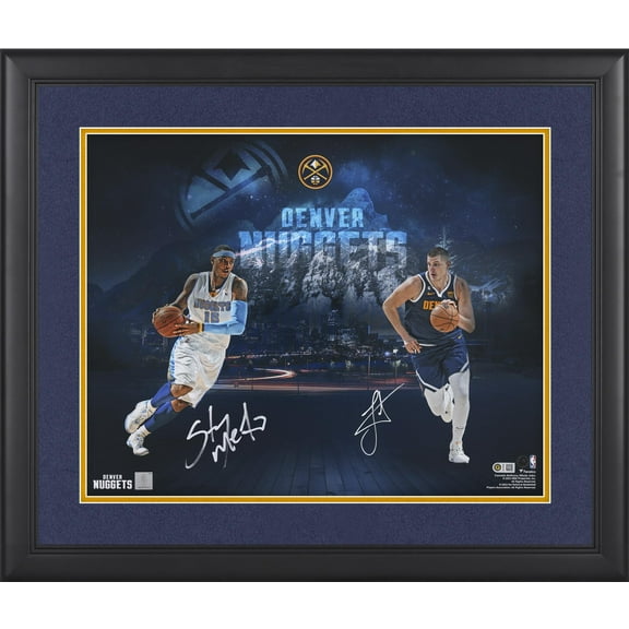 Carmelo Anthony and Nikola Jokic Denver Nuggets Framed Autographed 16" x 20" Photograph - Fanatics Authentic Certified