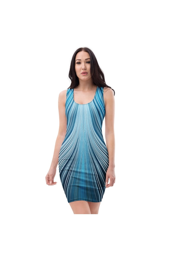 Carmen, Abstract Poly-Span Dress, Ladies Abstract Dress, Abstract Dress with Strips