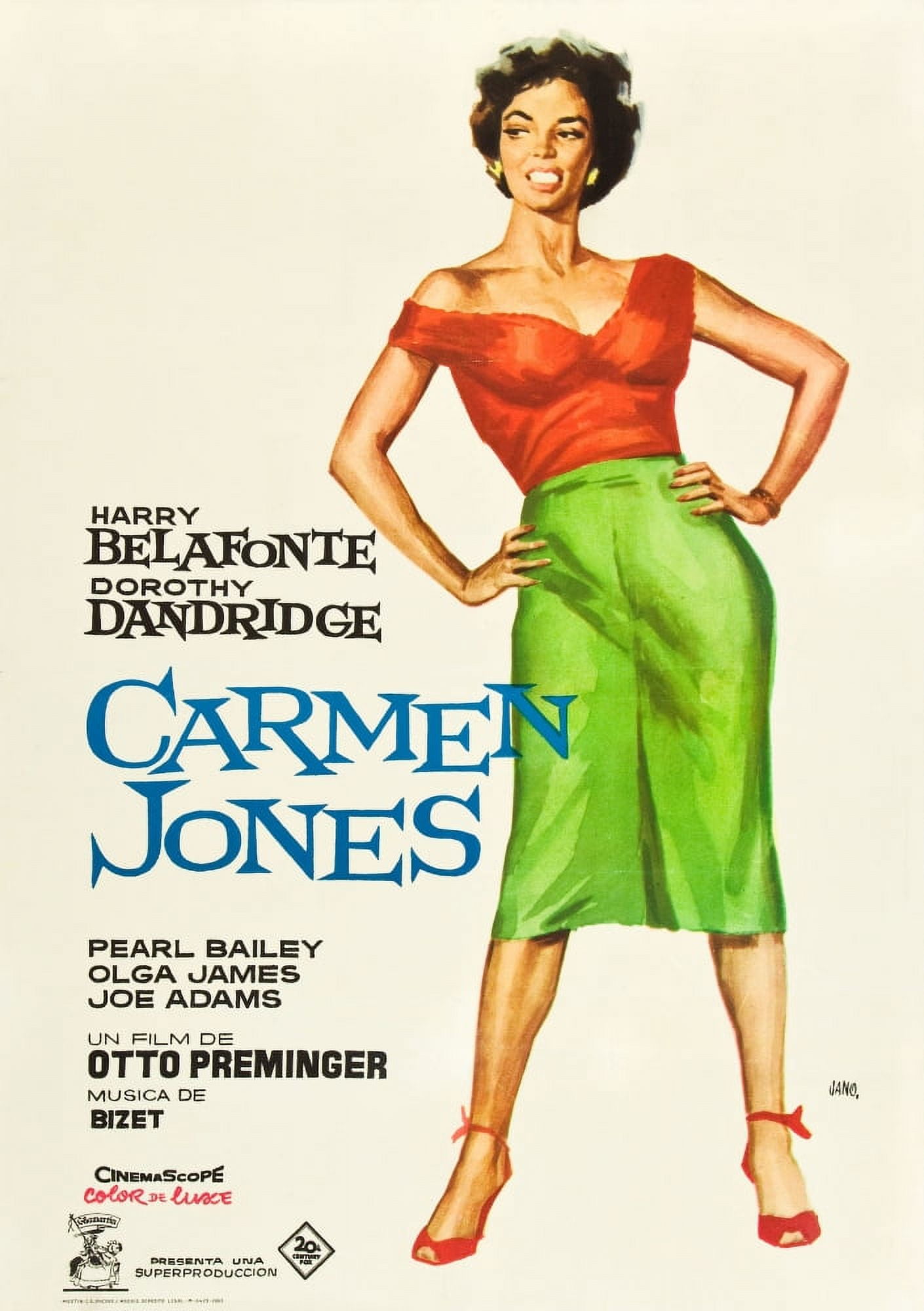 Carmen Jones Dorothy Dandridge On Spanish Poster Art 1954 Tm And ...