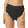 thumbnail image 1 of Carmen Marc Valvo BLACK Ruched High-Waist Bikini Swim Bottom, US Small, 1 of 4