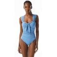 thumbnail image 1 of Carmen Marc Valvo RIVERA BLUE Front-Tie One-Piece Swimsuit, US 6, 1 of 4
