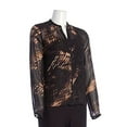 thumbnail image 1 of Carmen Marc Valvo Women's Black Sheer Modern Button Front Blouse, Small, 1 of 1