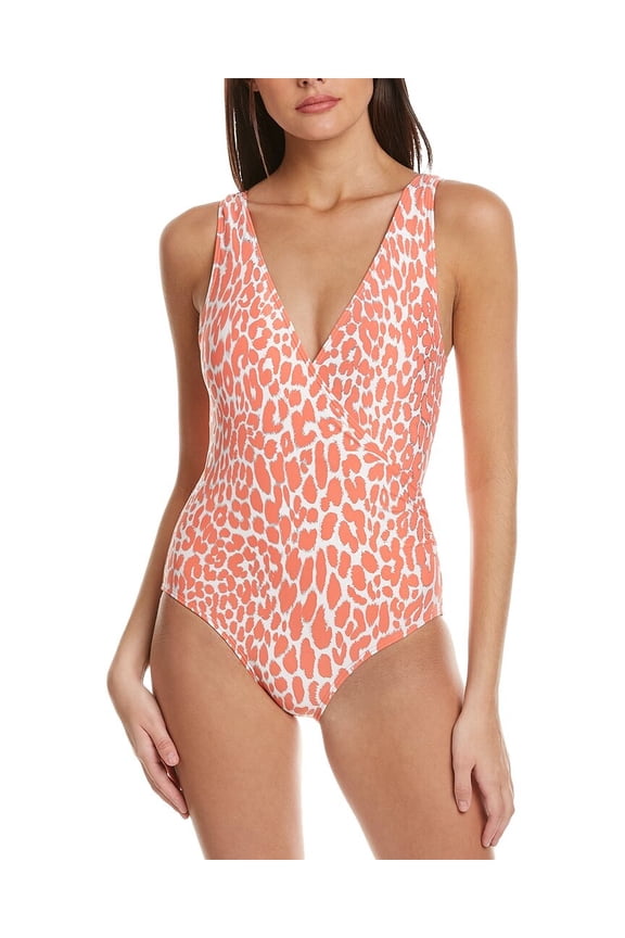 womens Surplice One-Piece, 12, Orange