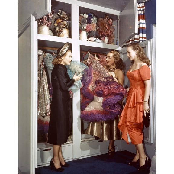 Carmen Miranda Colorful Candid Showing Exotic Costumes From Wardrobe 24X36 Classic Hollywood Poster