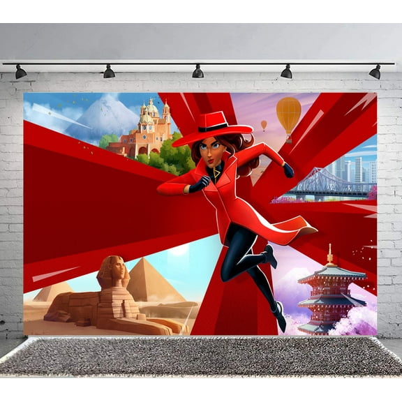 Carmen Sandiego Backdrop Banner Party Supplies Poster Movie Theme Background for Photography Birthday Decorations