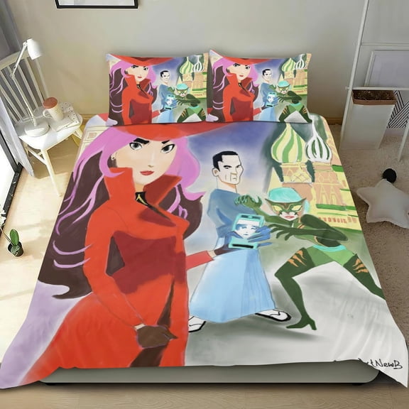 Carmen Sandiego Themed Bed Sheet Set Three Piece Set 36x75 In ches Comfortable And Skin Friendly Unique Design Creating A Star Studded Night Home Gifts For Family Friends fans