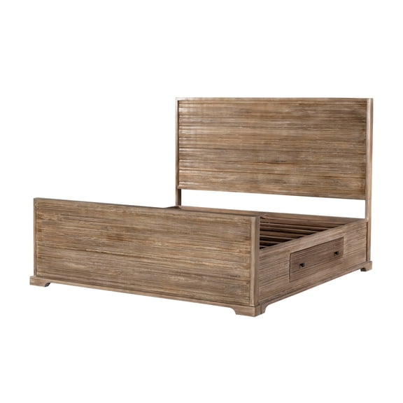Carmenita Eastern King Bed in Rustic Light Brown Finish on Solid Wood