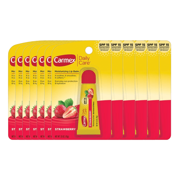 Carmex Classic Medicated Strawberry Flavor Tubes .35 Oz. (Pack of 12)