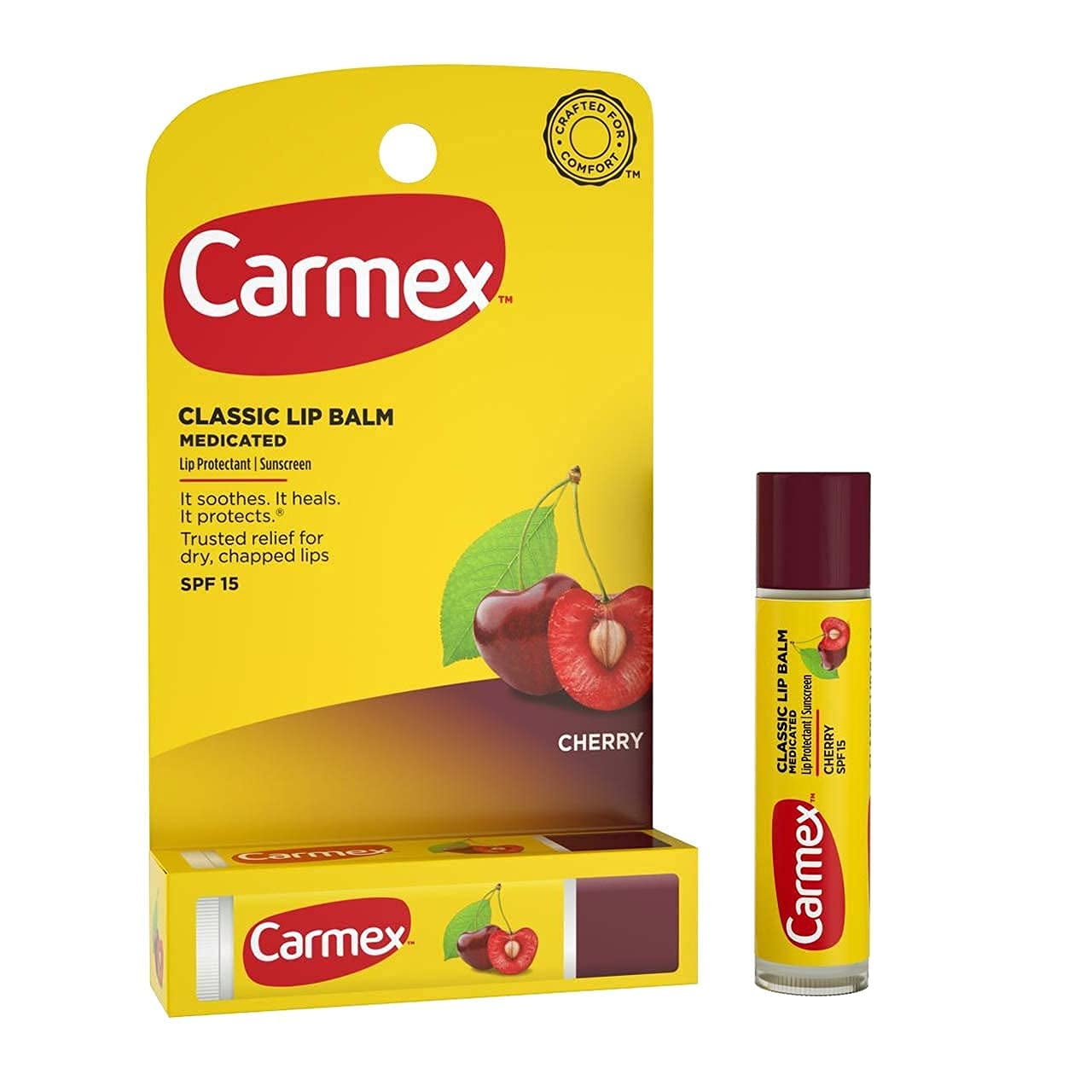Carmex Click-Stick Moisturizing Lip Balm Spf 15 Cherry 0.15 Oz (Pack Of 10)