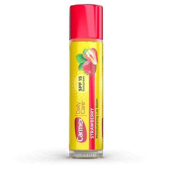 Carmex Daily Care Moisturizing Lip Balm Stick with SPF 15, Strawberry Lip Balm, 0.15 OZ