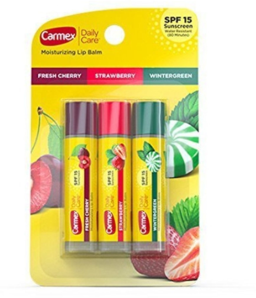 Carmex Daily Care Moisturizing Lip Balm Sticks, SPF 15, Multi-Flavor Lip Balm, 3 Count (1 Pack of 3) - image 1 of 12