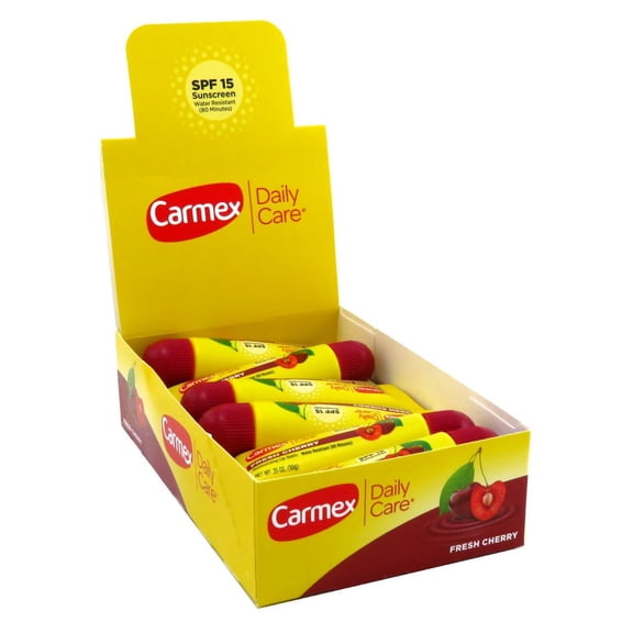 Carmex Lip Balm Tube Fresh Cherry Spf#15 0.35 Ounce (Pack of 12)