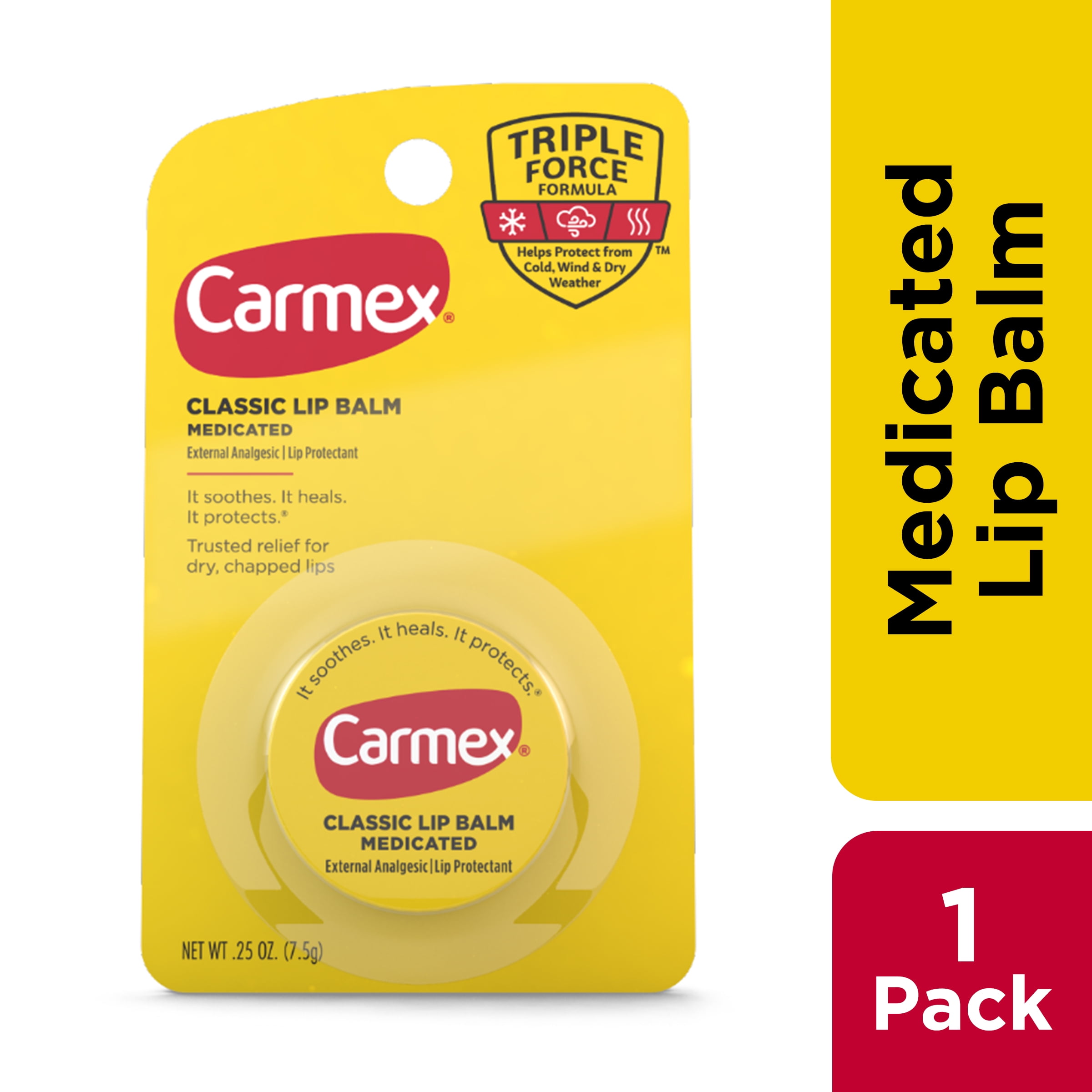 Carmex Medicated Lip Balm Jar, Lip for Dry, Chapped Lips, 0.25 OZ - Walmart.com